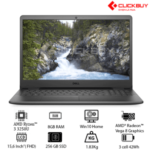 Laptop Dell Inspiron 3505 (Y1N1T3) (R3 3250U 8GB RAM/256GB SSD/15.6 inch FHD/Win10+Office/Đen)